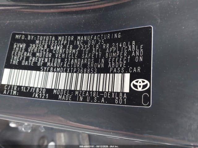 2026 TOYOTA COROLLA LE 9