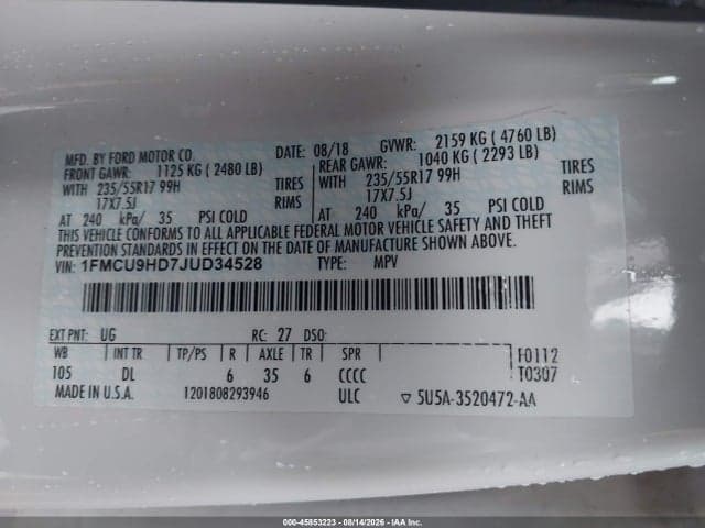 2018 FORD ESCAPE SEL 9
