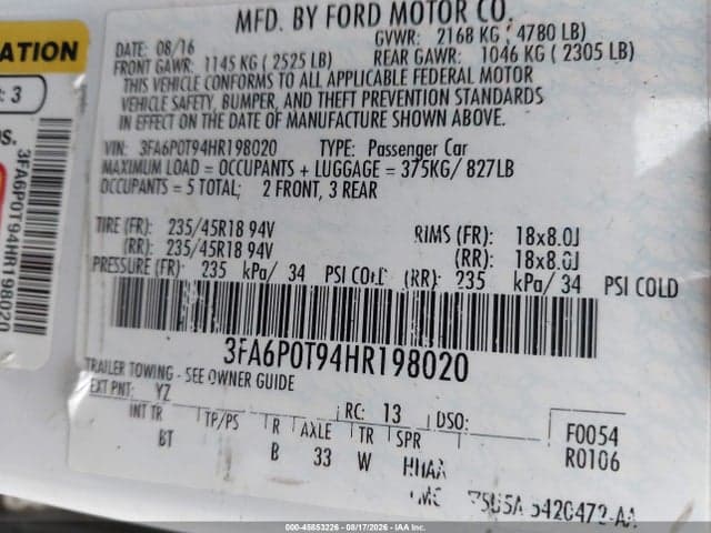 2017 FORD FUSION SE 9