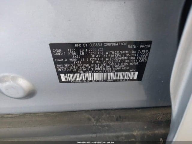 2020 SUBARU OUTBACK LIMITED 9