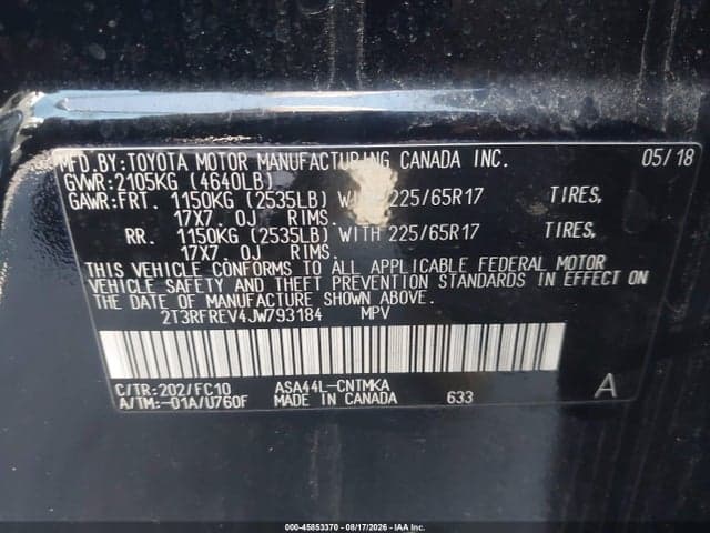 2018 TOYOTA RAV4 XLE 9
