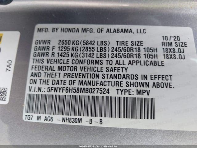 2021 HONDA PILOT AWD EX-L 9
