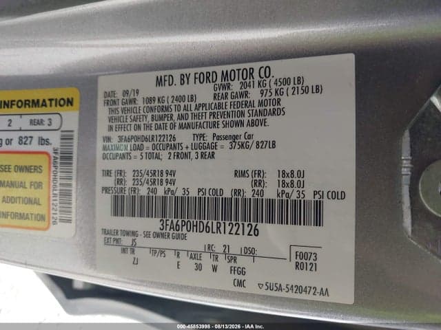 2020 FORD FUSION SE 9