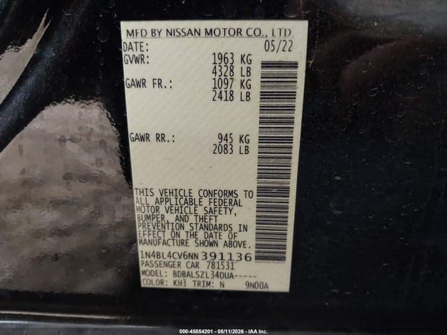2022 NISSAN ALTIMA SR FWD 9