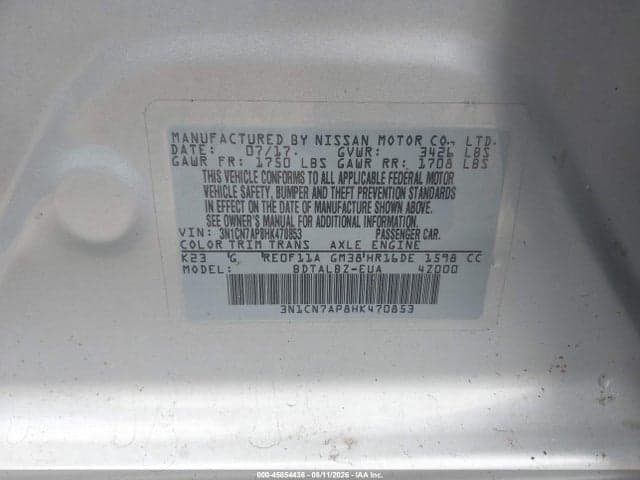 2017 NISSAN VERSA 1.6 SV 9