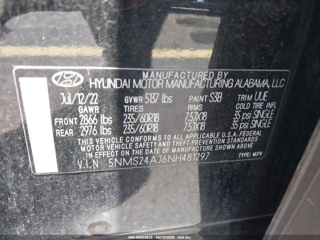 2022 HYUNDAI SANTA FE SEL 9