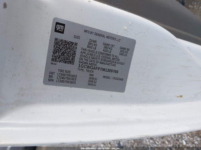 2021 CHEVROLET EXPRESS CARGO RWD 2500 REGULAR WHEELBASE WT 9
