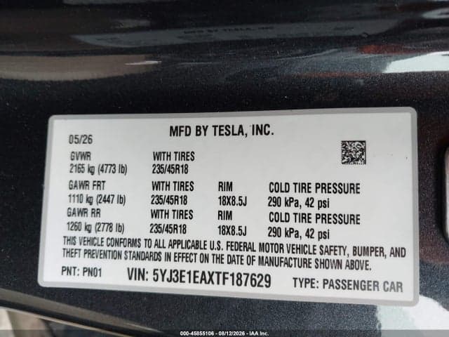 2026 TESLA MODEL 3 9