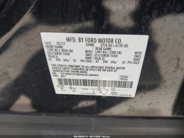 2017 FORD EXPLORER LIMITED 9