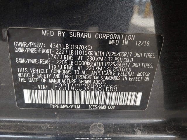 2019 SUBARU CROSSTREK PREMIUM 9