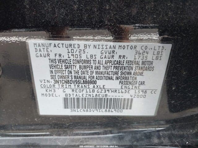 2025 NISSAN VERSA 1.6 S 9