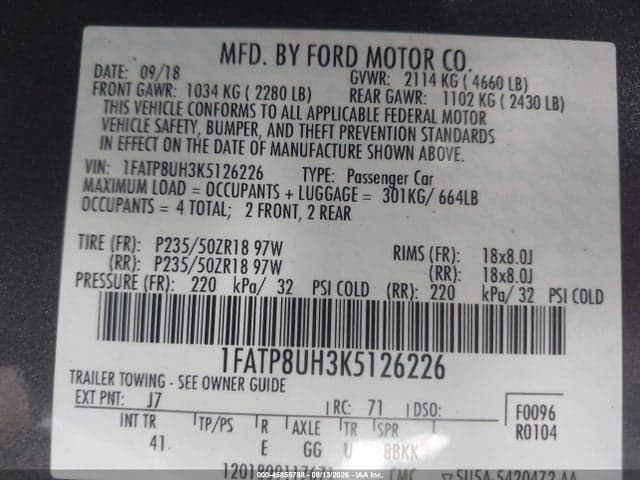 2019 FORD MUSTANG ECOBOOST PREMIUM 9