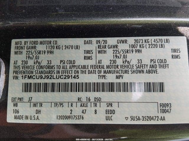 2020 FORD ESCAPE TITANIUM 9