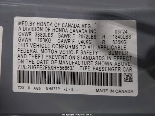 2024 HONDA CIVIC SPORT 9