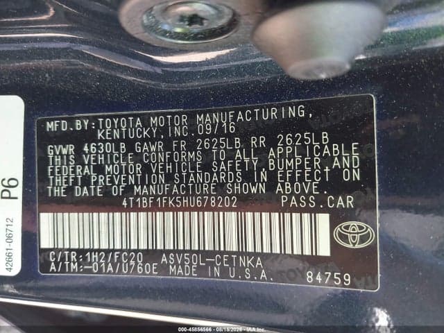 2017 TOYOTA CAMRY LE 9