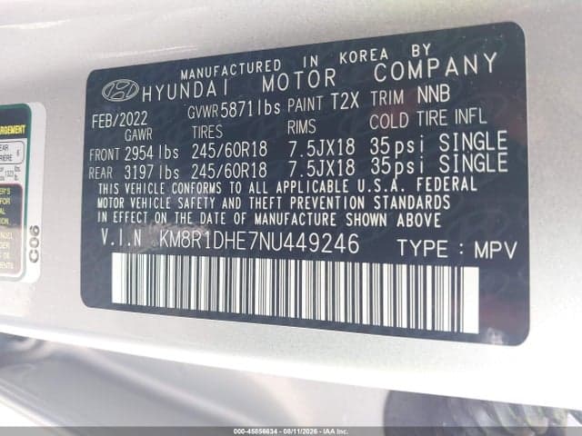 2022 HYUNDAI PALISADE SE 9