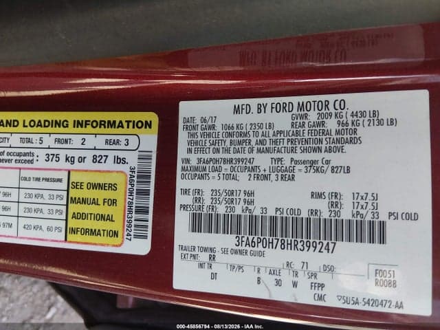 2017 FORD FUSION SE 9