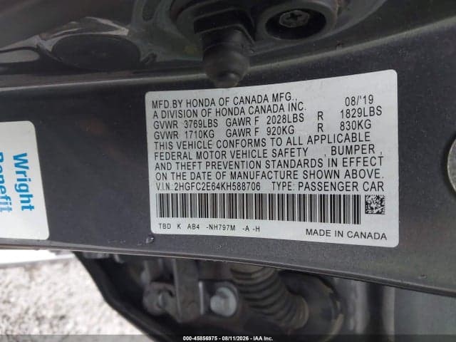 2019 HONDA CIVIC LX 9