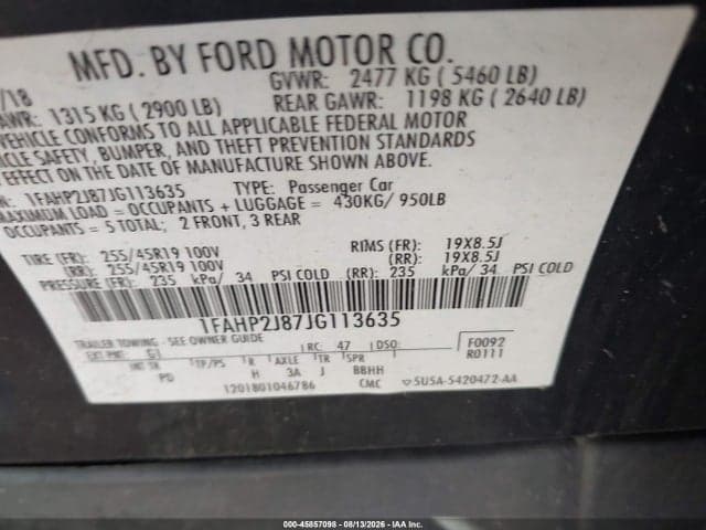 2018 FORD TAURUS LIMITED 9
