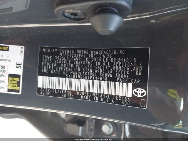 2026 TOYOTA COROLLA LE 9