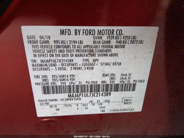 2018 FORD ECOSPORT SE 9