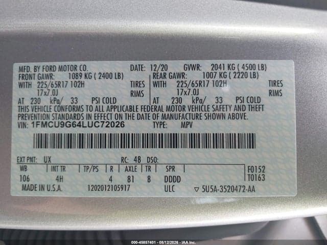2020 FORD ESCAPE SE 9