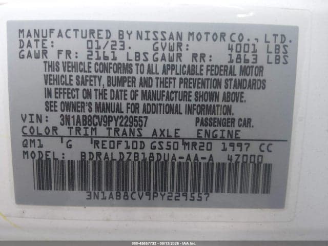 2023 NISSAN SENTRA SV XTRONIC CVT 9