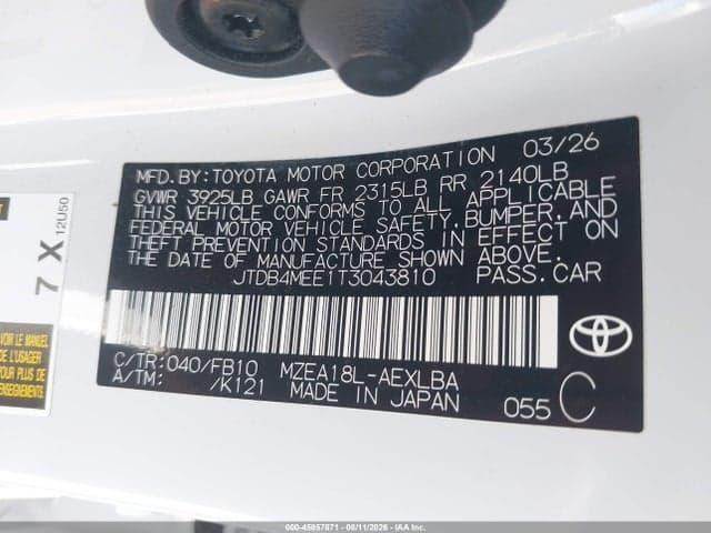 2026 TOYOTA COROLLA LE 9