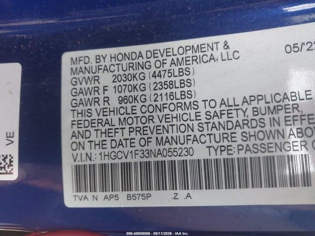 2022 HONDA ACCORD SPORT 9