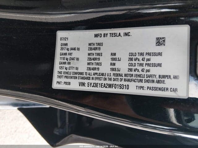 2021 TESLA MODEL 3 STANDARD RANGE PLUS REAR-WHEEL DRIVE 9