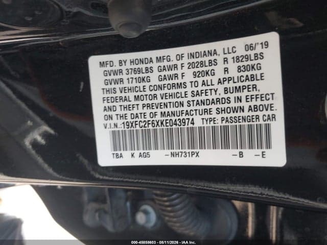 2019 HONDA CIVIC LX 9