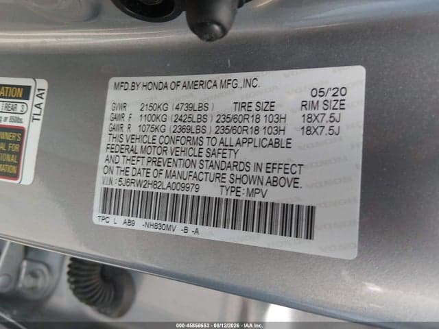 2020 HONDA CR-V AWD EX-L 9