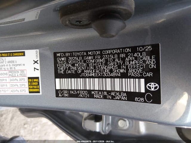 2026 TOYOTA COROLLA LE 9