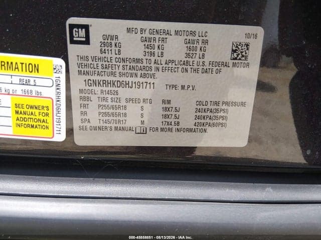 2017 CHEVROLET TRAVERSE LT 9