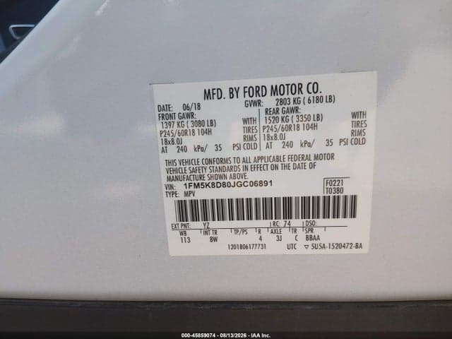 2018 FORD EXPLORER XLT 9