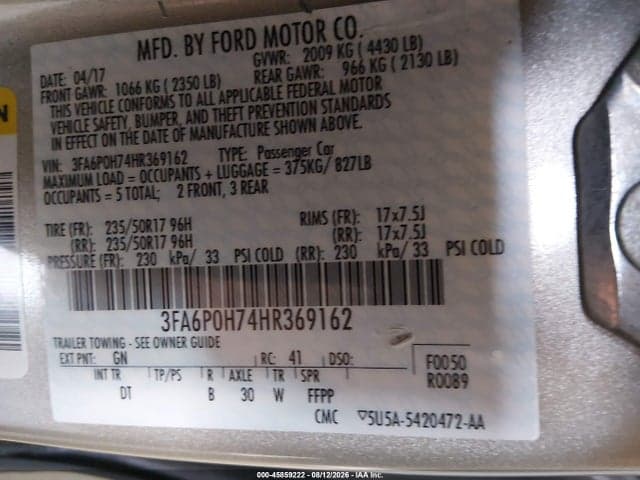 2017 FORD FUSION SE 9
