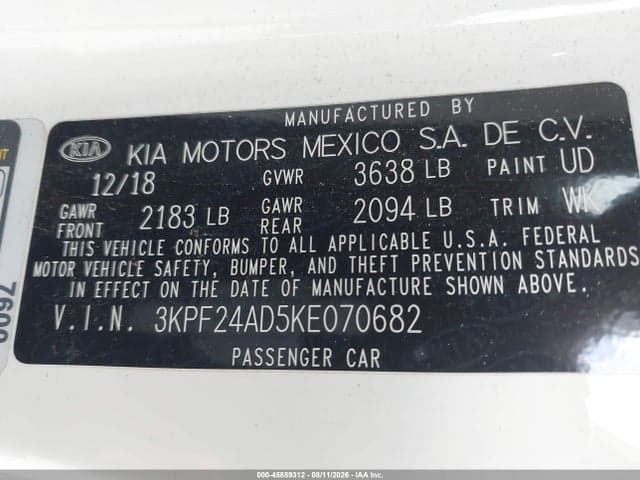2019 KIA FORTE FE 9
