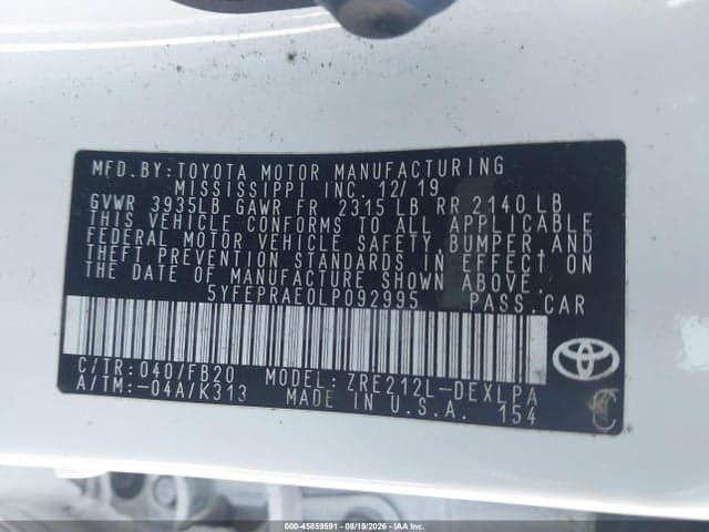 2020 TOYOTA COROLLA LE 9