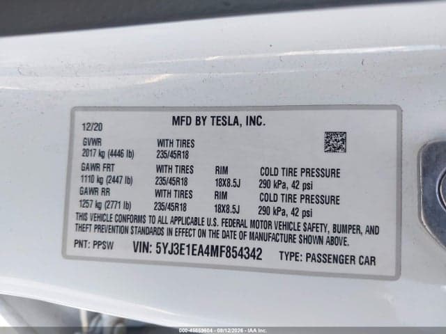 2021 TESLA MODEL 3 STANDARD RANGE PLUS REAR-WHEEL DRIVE 9