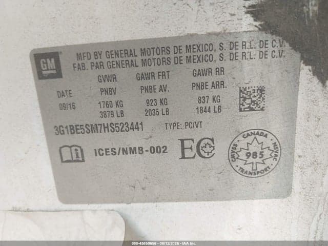 2017 CHEVROLET CRUZE LT AUTO 9