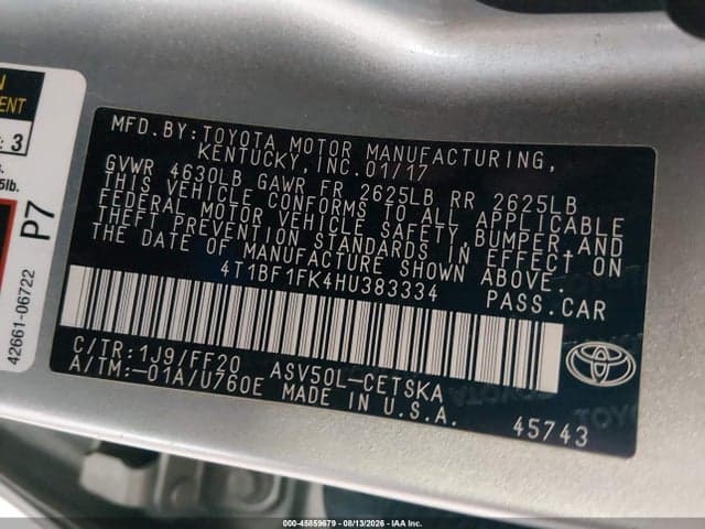 2017 TOYOTA CAMRY SE 9