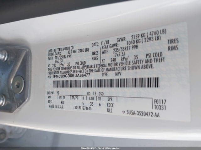 2019 FORD ESCAPE SE 9