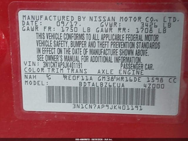 2018 NISSAN VERSA 1.6 SV 9