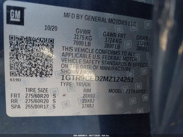 2021 GMC SIERRA 1500 4WD STANDARD BOX ELEVATION 9