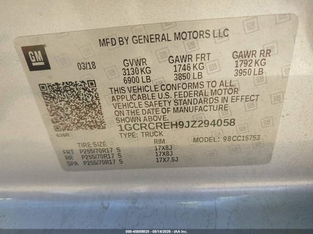 2018 CHEVROLET SILVERADO 1500 1LT 9