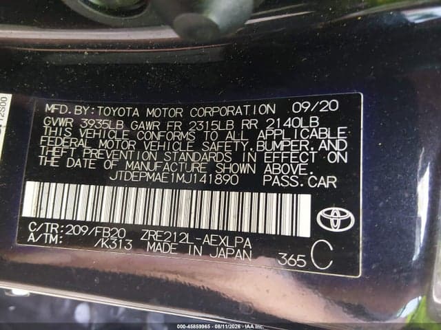 2021 TOYOTA COROLLA LE 9