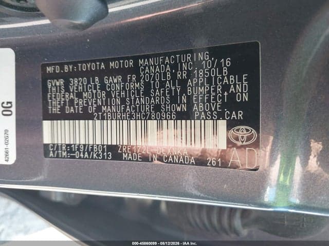 2017 TOYOTA COROLLA LE 9