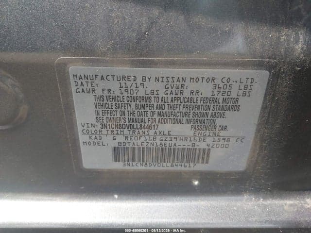 2020 NISSAN VERSA S XTRONIC CVT 9