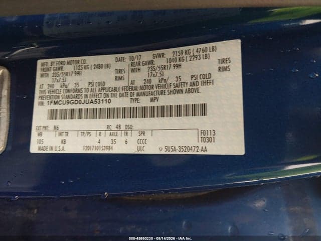 2018 FORD ESCAPE SE 9