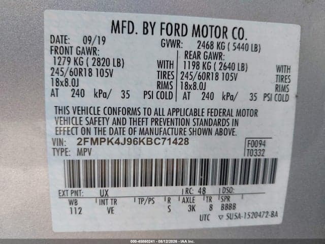 2019 FORD EDGE SEL 9